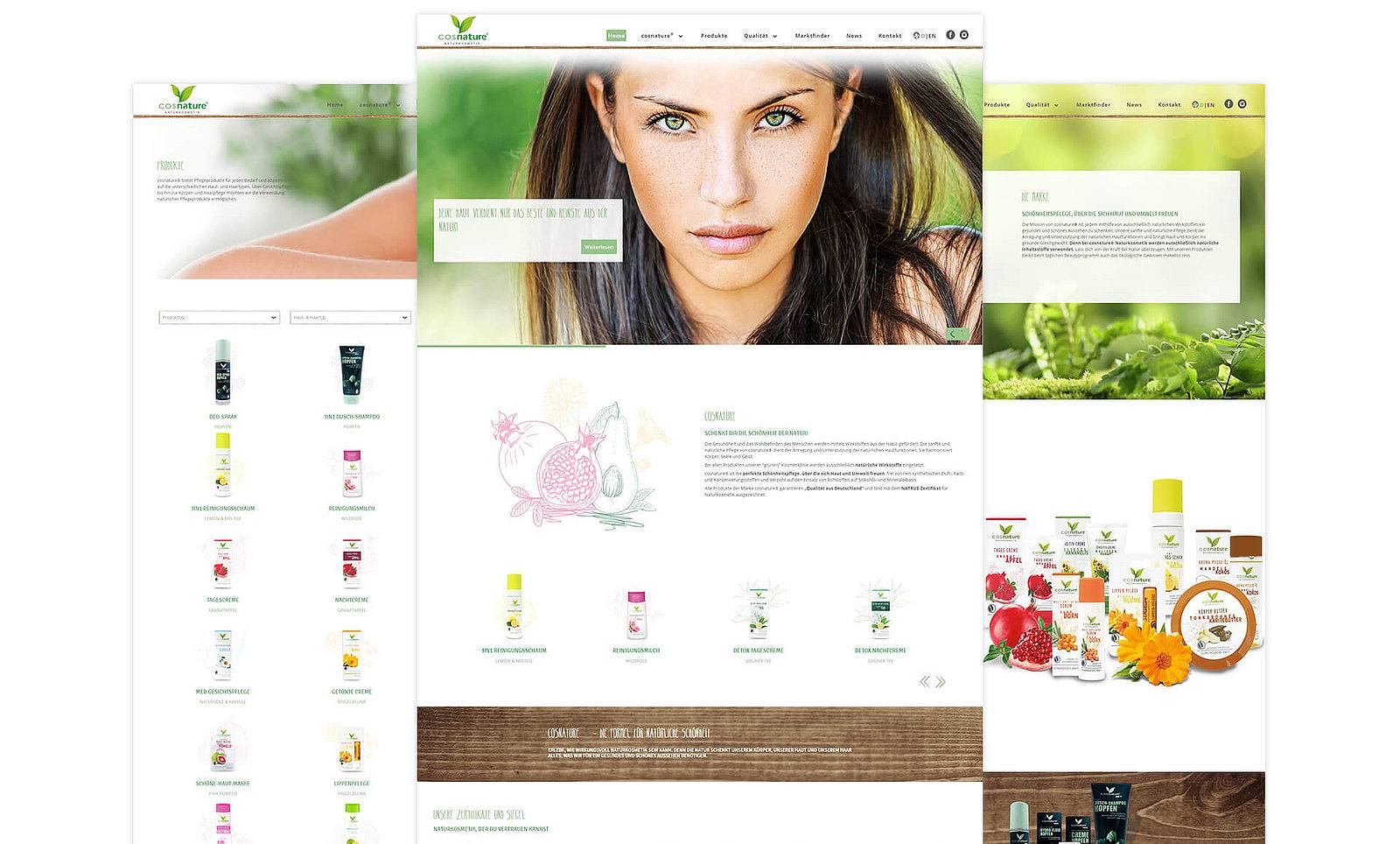 Typo3 Webseite cosnature Einnblick
