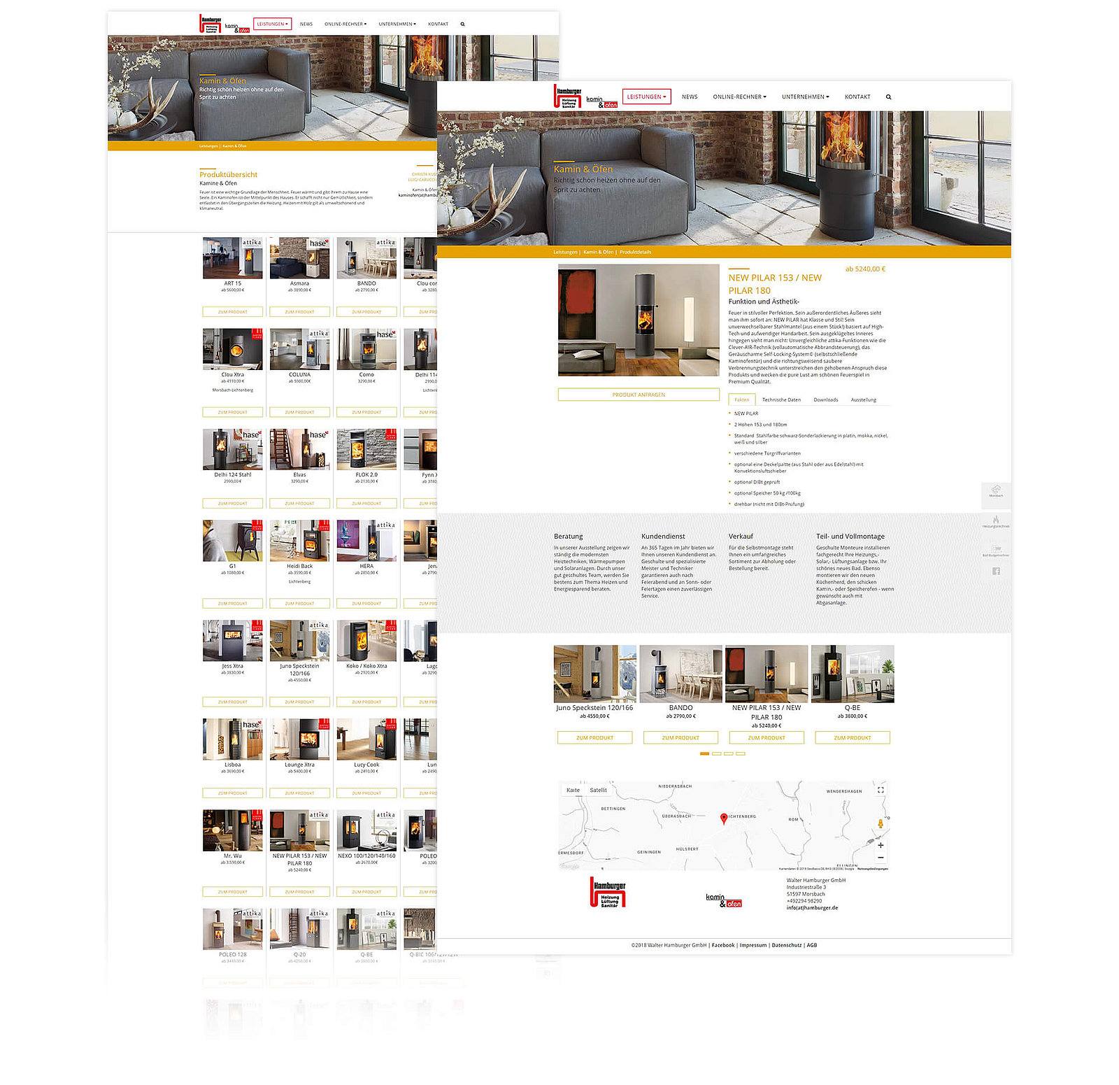 Typo3 Webseite Hamburger Produkte